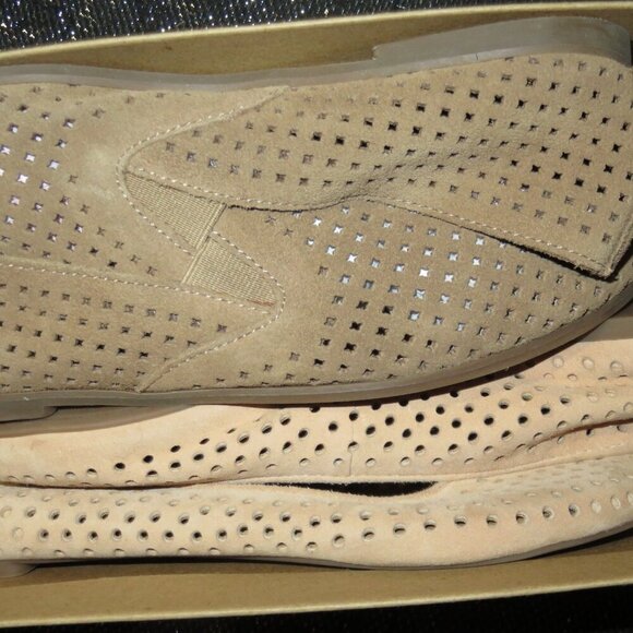 Lucky Brand 2 Pairs Enorahh Kid Suede Leather Laser Cut Ballet Flats in Tan size - Picture 13 of 13